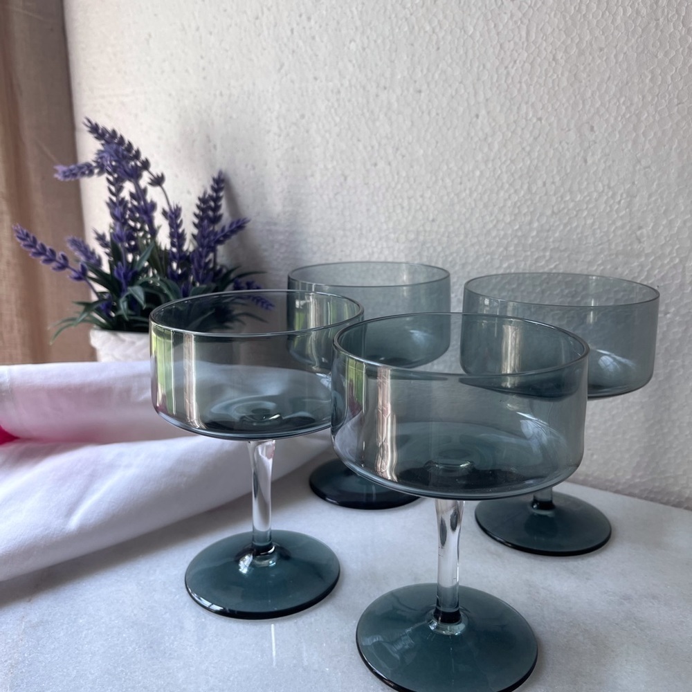 8 glasses MCM Lenox dust blue glasses set of 8 - Picture 7 of 12